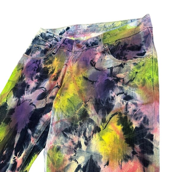 Levis 594 Tie Dye Straight Leg Jeans Funky Festival Indie Artsy Dopamine 28x33 - Picture 3 of 16